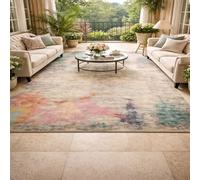 Tapis Entree Interieur Salon Chambre à Coucher Salle a Manger Cuisine, Rug Abstrait Moderne Beige, Rose, Orange, Bleu, Violet, Jaune, Multicolore, 80 x 150 cm