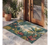 Tapis Entree Interieur Vacances Rétro, 60 x 120 cm Lavable en Machine | Paillasson Pour Porte Monstera Deliciosa Oiseau Du Paradis, Antidérapant, Poil Ras pour Chambre Salle a Manger Descente de Lit