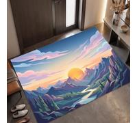 Tapis Entree Interieur Vallée Du Désert, 40 x 60 cm Lavable en Machine | Paillasson Pour Porte Coucher Soleil Sur Les Montagnes Géométriques, Antidérapant pour Chambre Salle a Manger Descente de Lit
