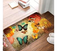 Tapis Entree Interieur Vintage Papillon Jaune Tapis D'entrée Antidérapant Lavable Paillasson Exterieur Entree Absorbant Tapis d Entree Interieur pour Chambre Cuisine Couloir(50x80cm)