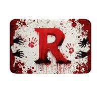 Tapis Entree Lettre R Rouge Tie Dye Empreinte De Main De Sang Halloween Home Tapis Lavable Douces Paillasson D'Entree pour Couloirs Terrasse 40X60Cm
