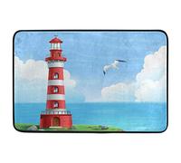 Tapis Entrée Lighthouse Sea Sunny Day Doormats Antidérapant Paillasson Extérieur Robuste Descente De Bain pour Couloir Cuisine Porte 40X60 CM