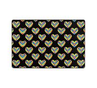 Tapis Entree Motif De Sensibilisation À l'Autisme du Cœur Résistant Extérieur Tapis Douces Tappeto pour Couloir Patio Bureau 60X40Cm