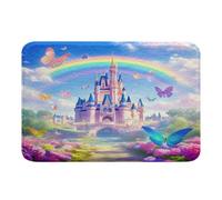 Tapis Entree Princesse Rêveuse Contes De Fées Rainbow Papillon Fleurs Romantiques Anti-Poussière Home Tapis Lavable Paillasson Intérieur pour Porte D'Entrée Chambre À Coucher 40X60Cm