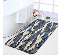 Tapis Entree Vague Japonaise Orientale Kanagawa Océan Mer Vagues Rustique Géométrique Bande Dessinée Antique Tapis Entree Exterieur Lavable Anti-Poussière Paillasson Extérieur Exterieur 40X60Cm