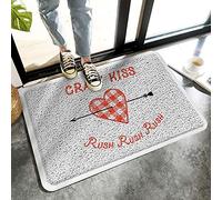 Tapis Entrée Valenine'S Day Red Plaid Heart Arrow Crazy Kiss Doormats Résistant Paillasson Extérieur Antidérapant Carpette pour Porte Intérieur Chambre 40X60 CM