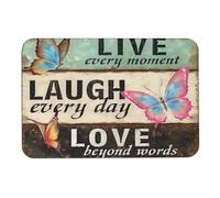 Tapis Entree Vivre, Rire, Aimer, Papillon Lavable Tapis Porte Résistant Paillasson Interieur Entree pour Salle De Bain Cuisine Intérieur 60X40Cm