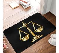Tapis Équelles dorées de Justice Logo du Droit Pavillon de Sol Antidérapant Avocat d’extérieur Avocat légal Plaquet de Chambre Balcon Entrée RU 3D-50x80cm