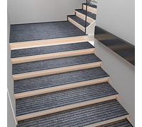 Tapis Escalier Antidérapant pour Intérieurs et Extérieurs, 4 Tapis D'escalier Polyester+Caoutchouc Fond, Couvre Marche Escalier en Moquette pour Enfants, Personnes âgées et Animaux Domestiques ( Color