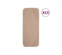 Tapis escalier antidérapants 15 pcs 60x25cm Beige Rectangulaire