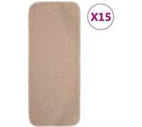 vidaXL Tapis d'escalier antidérapants 15 pcs 60x25 cm Beige rectangulaire