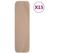 vidaXL Tapis d'escalier antidérapants 15 pièces 75 x 20 cm Beige rectangulaires