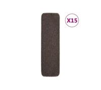 Tapis escalier antidérapants 15pcs 75x20cm Marron Rectangulaire