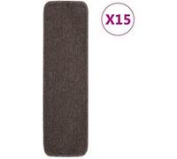 vidaXL Tapis d'escalier antidérapants 15 pièces 75 x 20 cm Marron rectangulaire