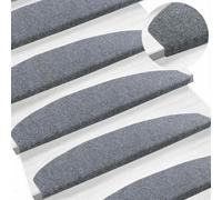 Tapis escalier autocollants, 15 pièces, toboggan gris clair | Tissu non tissé résistant, insonorisant, ruban adhésif double face, utilisation intérieure, retrait facile