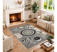 Tapis ésotérique mystique avec motif pentacle occulte 1,2 x 1,8 m | Motif céleste, symboles ésotériques, esthétique mystique, décoration de sorcellerie, accents intérieurs bohèmes
