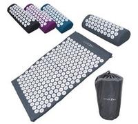 Tapis et coussin d'acupression 67 x 42 cm + sac de transport - Bleu Gris Bleu