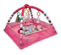 Tapis eveil bebe tapis de motricité facile à nettoyer et pliable avec jouets suspendus design contrasté et tapis moelleux (Tapis Rose)