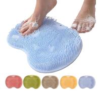 Tapis exfoliant pour les pieds en silicone Solespa, masseur de douche antidérapant avec ventouses, tapis dorsal, nettoyant pour le corps, élimine les callosités et les peaux mortes (Bleu)