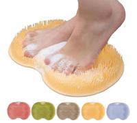 Tapis exfoliant pour les pieds en silicone Solespa, masseur de douche antidérapant avec ventouses, tapis dorsal, nettoyant pour le corps, élimine les callosités et les peaux mortes (Jaune)