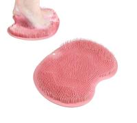 Tapis exfoliant pour pieds de douche rose - Brosse de nettoyage en silicone antidérapant pour mur ou sol - Brosse de nettoyage des pieds avec ventouses - Masseur exfoliant mains libres pour le bain et