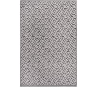 Tapis exterieur 115 x 170 cm beige et gris, kilim géométrique authentique, ERUS, entretien facile