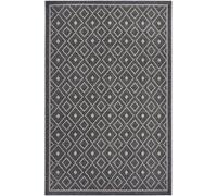 Tapis exterieur 115 x 170 cm, gris, beige, motif géométrique kilim authentique, tissé robuste, LAHAL