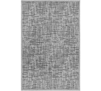 Tapis exterieur 115 x 170 cm gris, blanc, kilim géométrique, structure authentique, TELU, hydrofuge
