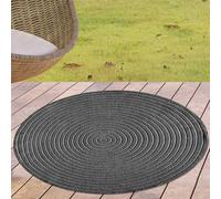 Tapis extérieur design anthracite clair rond résistant aux intempéries