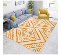 Tapis Exterieur Géométrie Orange Tapis Entree Polyester Tapis de Couloir Paillasson Lavable Tapis Couloir Antidérapant Tapis Entrée Tapis Salon Paillasson Interieur Tapis Salle de Bain 45x75cm