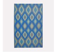 HOMESCAPES Tapis extérieur résistant Pluie et UV, Tapis de Jardin imperméable réversible Bleu et Vert Amber, 120 x 180 cm, Intérieur extérieur terrasse Balcon