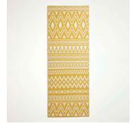 Tapis d'extérieur Anna 75 x 200 cm, motif ethnique jaune-blanc
