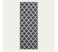 HOMESCAPES Tapis extérieur résistant Pluie et UV, Tapis de Jardin imperméable réversible Noir et Blanc NOLA, 75 x 200 cm, Intérieur extérieur terrasse Balcon