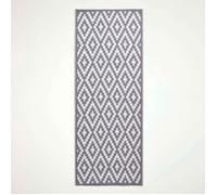 HOMESCAPES Tapis extérieur résistant Pluie et UV, Tapis de Jardin imperméable réversible Gris et Blanc Zoe, 75 x 200 cm, Intérieur extérieur terrasse Balcon