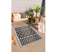 Tapis Extérieur - Motif géométrique - léger et transportable (212 Noir, 120x160)