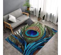 Tapis Exterieur Plumes Bleu Paon Tapis Entree Polyester Tapis de Couloir Tapis Couloir Lavable Paillasson Interieur Tapis Entree Interieur Antidérapant Tapis Salon Paillasson Exterieur 100x120cm