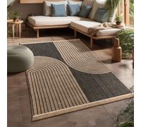 Paco Home Tapis Exterieur Terrasse Salon Cuisine Motif Boho Motif Fleuri Motif Geometrique, Dimension:200x280 cm, Couleur:Anthracite