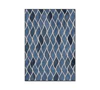 Tapis Extra Large Runner Rugs Simple Motif de Couture de Ligne de Vague Bleue Tapis adapté à la Chambre, à la Chambre, au Couloir, au canapé 160x280CM (5ft3 x9ft3)