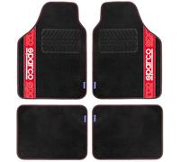 Sparco Tapis de sol en moquette F510 – Lot de 4 universels antidérapants – Noir/Rouge