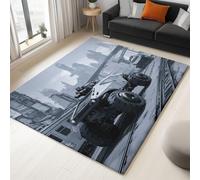 Tapis Facile Entretien Noir, Français Tapis Moquette de Chambre à Poils Ras, Bâtiments Véhicules Blindés Résistant Paillasson Intérieur pour Chambre à Coucher de Salon 60 x 90 cm
