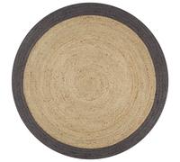 Vidaxl Tapis Fait À La Main Jute Avec Bord Gris Foncé 150 Cm