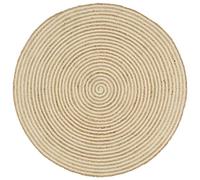Tapis fait à la main Jute avec design de spirale Blanc 150 cm