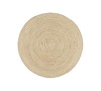 Tapis fait à la main Jute avec design de spirale Blanc 90 cm
