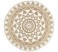 vidaXL Tapis Jute fait à la main Rond 90 cm Motif floral moderne