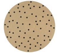 Vloerkleed handgemaakt met print polkadot 90 cm jute133686