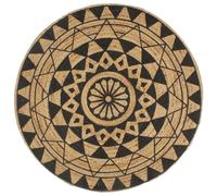 Tapis Fait À La Main Jute Avec Imprimé Noir 90 Cm