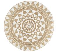 Tapis Fait À La Main Jute Avec Imprimé Blanc 120 Cm