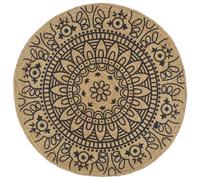 Tapis fait à la main Jute avec imprimé bleu foncé 150 cm