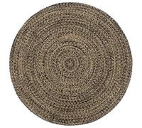 vidaXL Tapis Fait à la Main Tapis de Sol Carpette de Salle de Séjour Tapis de Zone Moquette de Salon Entrée Intérieur Jute Noir et Marron 240 cm