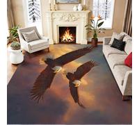 Tapis Fantaisie 100 x 150 cm, Imprimés Oiseaux Aigles Coucher De Soleil, Tapis Antidérapant et Lavable en Machine pour Salon Salle a Manger Decoration, Moquette de Chambre Doux, Orange Marron
